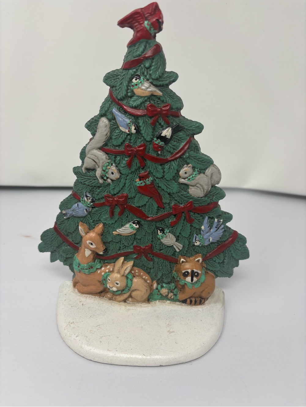 Cast iron older Christmas Holiday Forest Animal Tree Figurine/door stop